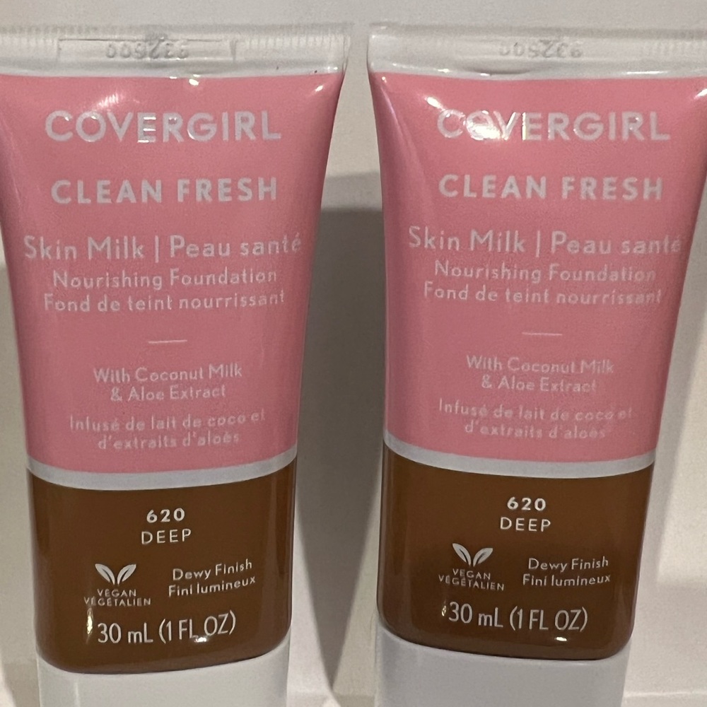 New Set 2 Covergirl Clean Fresh Skin Milk Foundation 620 Deep Vegan Dewy Finish